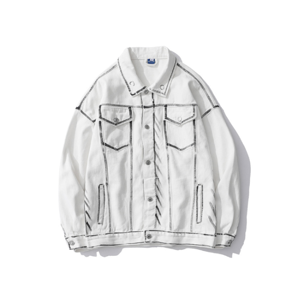 두들 스타일 화이트 코튼 자켓Doodle Style White Cotton Jacket(EKU-9137)