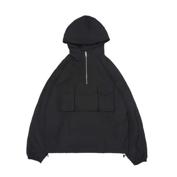 블랙 3포켓 반집업 후드 자켓Black 3-pocket semi-zip hooded jacket(IND-L30)