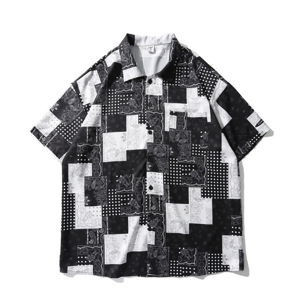 페이즐리 패턴 포켓 반팔 셔츠Paisley-pattern pocket short-sleeved shirt(BOL-884)