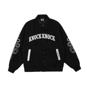 블랙 자수 베이스볼 자켓black embroidered baseball jacket(A0203)