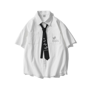 포인트 나비 넥타이 반팔 셔츠point bow tie short sleeve shirt(A0520)