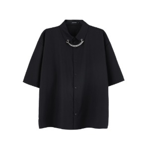 다크 블랙 체인 반팔 셔츠dark black chain short sleeve shirt(A0376)