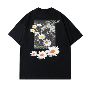2컬러 플라워 프린트 반팔 티셔츠2 color flower print short sleeve T(A0701)