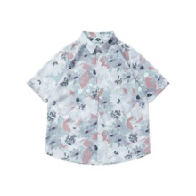 레트로 플로럴 풀 프린트 반팔 셔츠Retro Floral Full Print Short Sleeve Shirt(A0422)