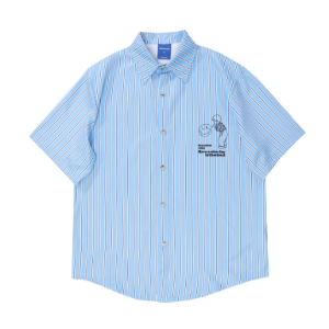 2컬러 프린트 스트라이프 반팔 셔츠2-color print striped short-sleeved shirt(A0569)