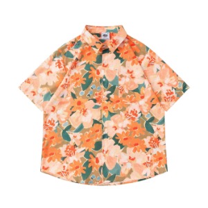 레트로 플로럴 풀 프린트 반팔 셔츠Retro Floral Full Print Short Sleeve Shirt(A0422)