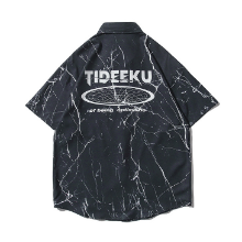 마블 패턴 블랙 반팔 셔츠Marble Pattern Black Short Sleeve Shirt(A0664)