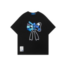 블루 데코레이션 코튼 반팔 티셔츠Blue Decorated Short Sleeve T(A0672)